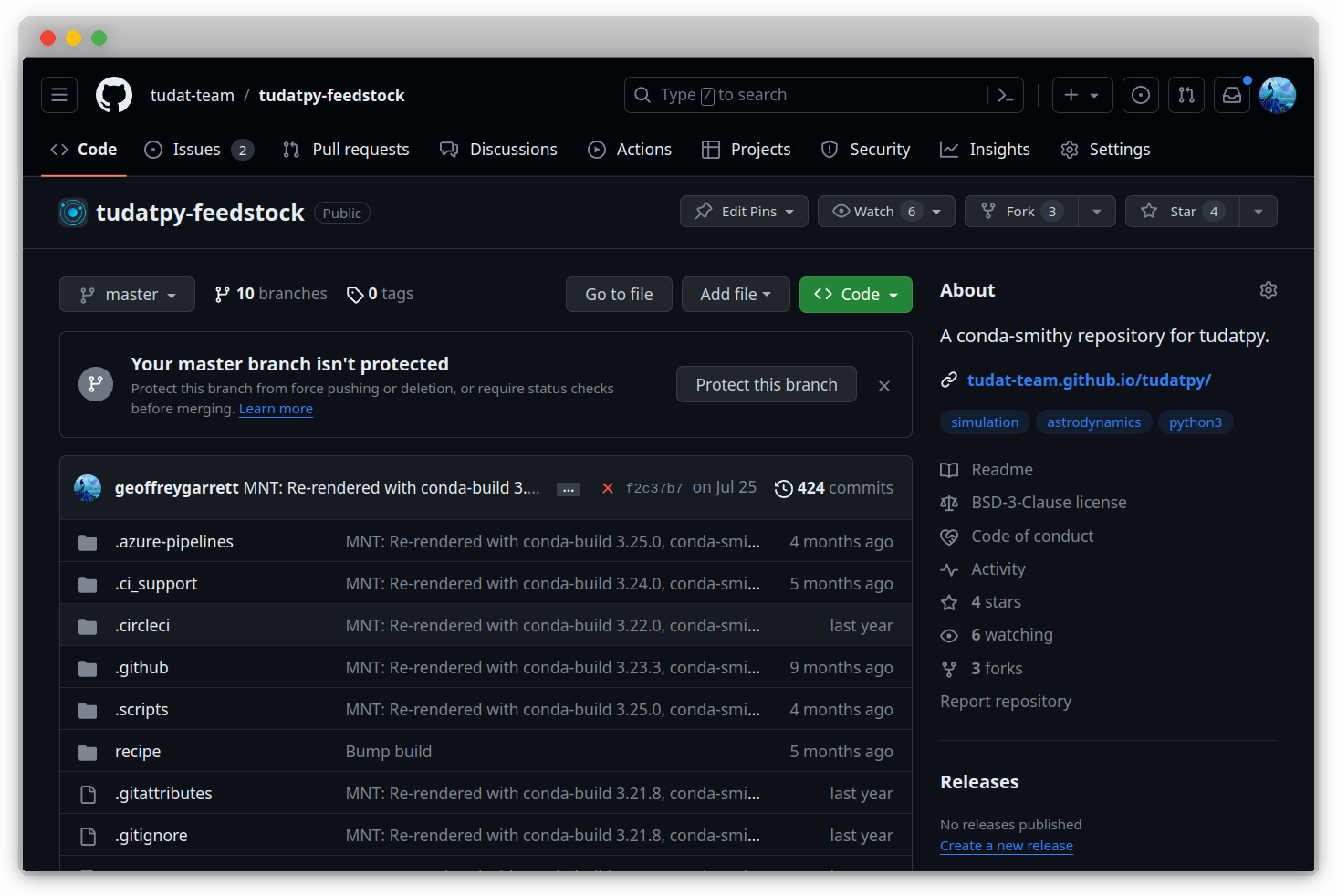Feedstock repositories on GitHub